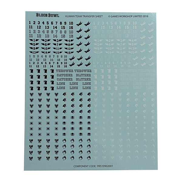 Human Blood Bowl Team Decal Transfer Sheet - MiniWar Bits