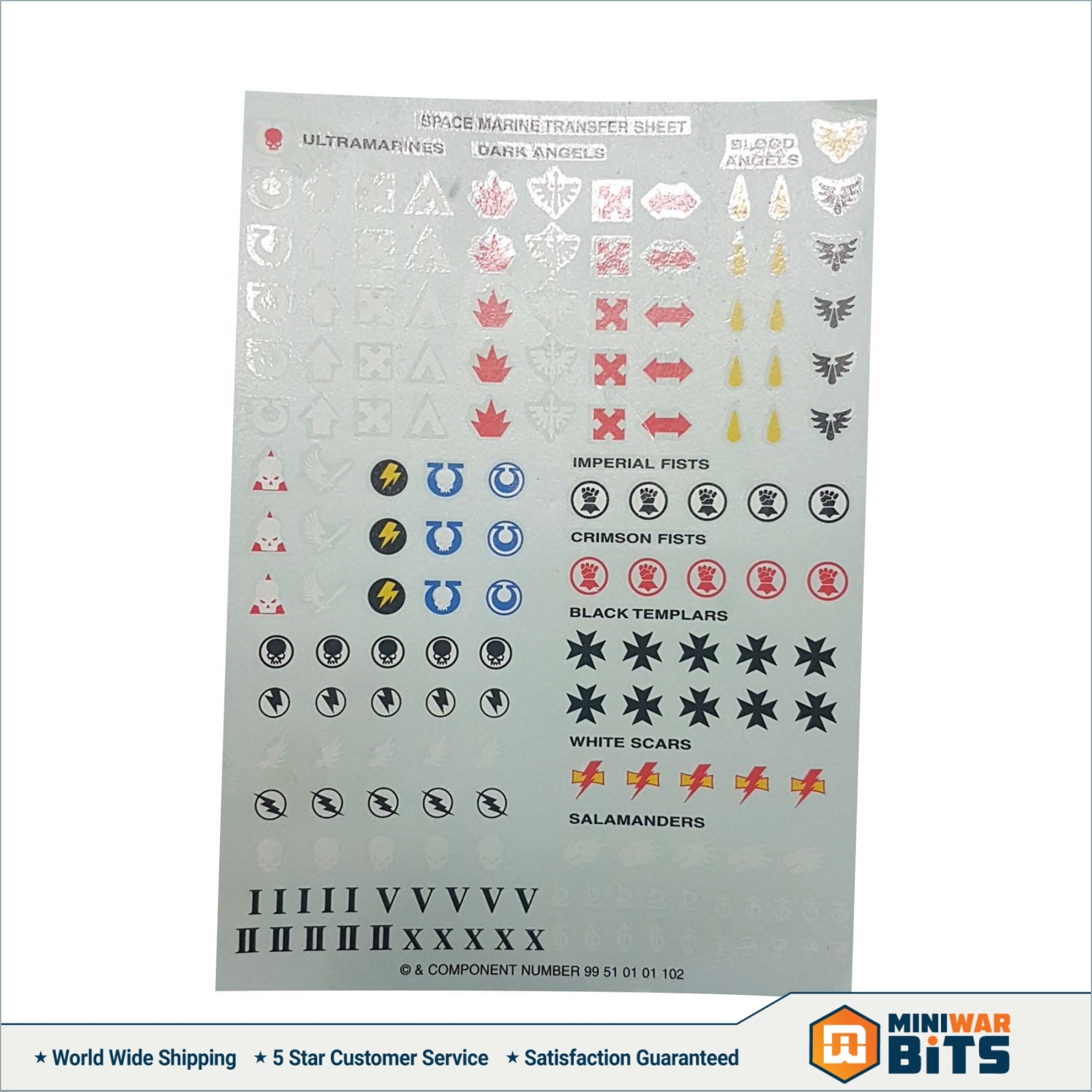 Space Marine Decal Transfer Sheet MiniWar Bits